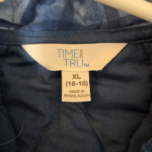 🔴 Time N Tru Plaid Blue Checkered Jacket Lightly Quilted XL 16 to 18 Essential - Picture 10 of 15
